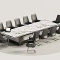 Modern Conference Table Interior With Marble Top Black Chairs And Laptop