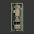 Industrial Style Building Equipment Models With Rusty Red And Light Green Metal Frames