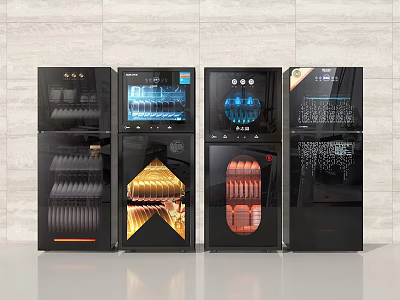 Sleek Black Kitchen Appliances With Glass Doors In Organized Modern Kitchen Design 3d model
