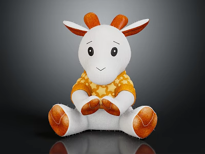 Goat Shaped Plush Kids Furniture Chair With Yellow Patterned Design And Soft Material 3d model