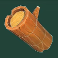 Wooden Log Shaped Container With Circular Stone Insert And Natural Texture Design 3d model