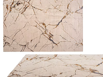 Square Carpet with Elegant Marble Pattern Beige Base and Gold Dark Veins 3d model