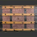 Vintage Red And Black Storage Trunk With Leather Straps And Metal Rivets