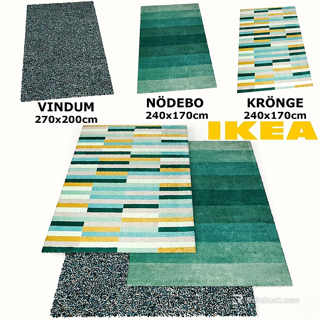 IKEA Square Rugs VINDUM NÖDEBO KRÖNGE With Striped Patterns And Sizes 270x200cm 240x170cm 3d model 
