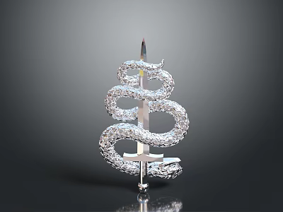 Silver Snake Shaped Clothing Accessory With Diamond Crystal Twisted Design Fashion Jewelry 3d model