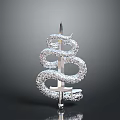 Silver Snake Shaped Clothing Accessory With Diamond Crystal Twisted Design Fashion Jewelry