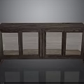 Dark Wooden Storage Cabinet with Glass Paneled Doors and Natural Grain Design