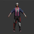 Stylish Game Character With Headscarf Mask Blue Top And Colorful Outfit Details