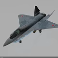 Blue Gray Camouflage Military Fighter Jet With Red Star Emblems Cockpit And Jet Engine