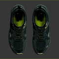Navy Blue Athletic Running Shoes With Yellow Accents Dark Laces And Streamlined Design