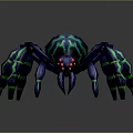 Vibrant Blue Green Spider With Red Glowing Eyes Fantasy Creature Design
