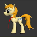 Pony Toy Figure with Yellow Mane Tail Green Eyes Sunglasses Red Necktie Blue V Pattern
