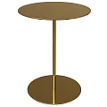 Gold Coffee Table With Slim Pillar And Round Base Design 3d model