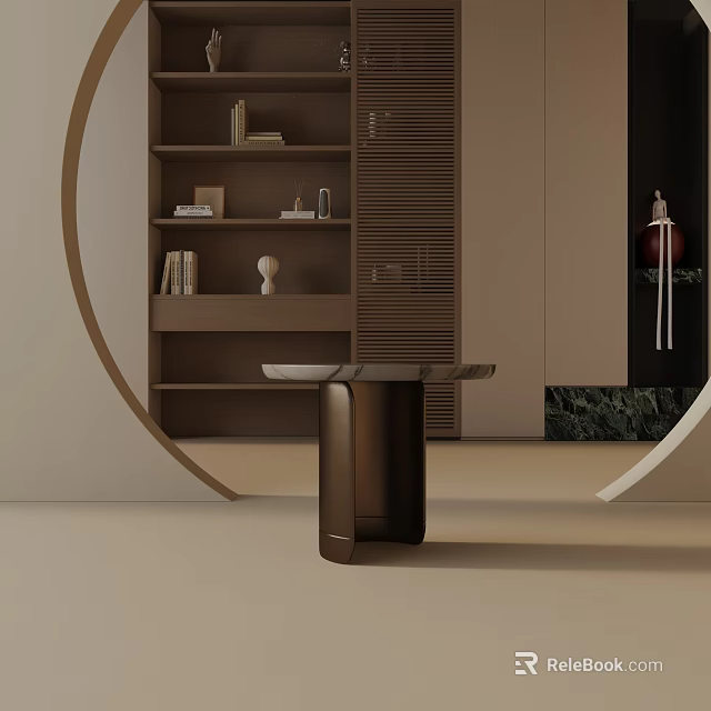 Modern Sidetable With Marble Top And Metal Base In Minimalist Living Interior Design 3d model 