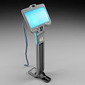 Smart Machine With Interactive Display Screen On Stand Featuring Blue Interface And Foot Support 3d model