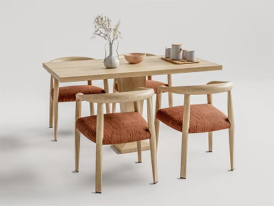 Nordic Dining Table and Chair Combination Dining Table and Chair 3d model