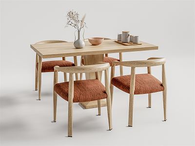 Nordic Dining Table and Chair Combination Dining Table and Chair 3d model