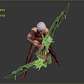 Game Movie Character With White Hair Tattoos Red Top Ornate Bloodstained Weapon And Powerful Stance