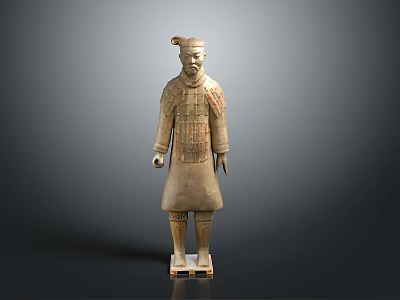 Ancient Chinese Terracotta Warrior Sculpture With Detailed Armor And Standing Pose 3d model