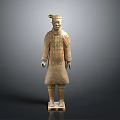 Ancient Chinese Terracotta Warrior Sculpture With Detailed Armor And Standing Pose