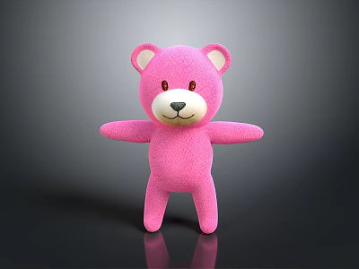 Pink Teddy Bear Shaped Children's Chair With Soft Plush Surface And Stable Base 3d model