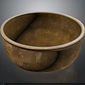 Household Brown Bowl Featuring Carved Patterns and White Rim for Daily Use