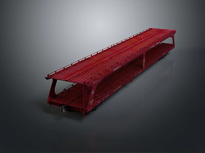 Red Architectural Bridge Structure With Long Flat Surface And Railings 3d model