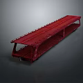 Red Architectural Bridge Structure With Long Flat Surface And Railings 3d model