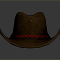 Brown Cowboy Hat Design With Red Braided Band And Classic Shape