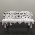 Yellow Public Chair With Orange Spots White Dripping Decor Eyes Design And Brown Legs