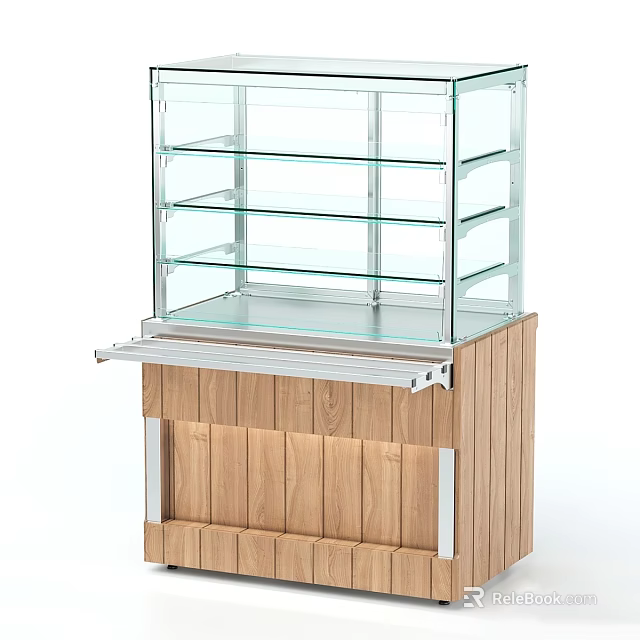 Transparent Display Cabinet Shelf With Glass Shelves And Wooden Cabinet Body Design 3d model 
