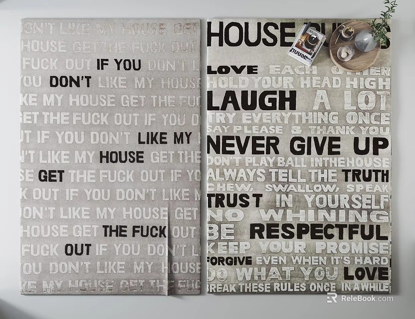 Decorative Square Rug With Motivational Text Patterns And Typography Design For Home Decor 3d model 