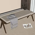 Quiet Ancient Bench Bed End Stool 3d model
