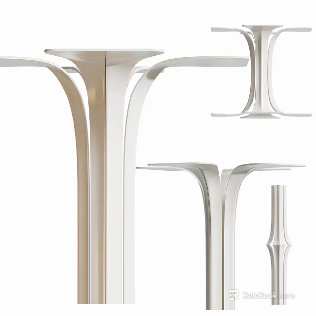 Modern White Curved Columns With Sleek Design And Various Heights Arrangement 3d model 