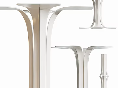 Modern White Curved Columns With Sleek Design And Various Heights Arrangement 3d model