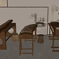 New Chinese Guzheng Musical Instrument Guzheng Table and Chair Chinese Screen Partition 3d model