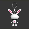 Cute White Rabbit Keychain With Pink Ears Chest Decoration And Hanging Loop