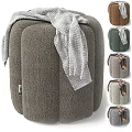 Soft Plush Sofa Stool In Green Brown Gray With Decorative Towel And Stylish Design