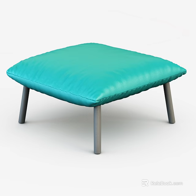 Modern Single Chair With Blue Padded Seat And Gray Metal Legs For Living Room 3d model 
