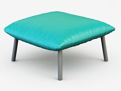 Modern Single Chair With Blue Padded Seat And Gray Metal Legs For Living Room 3d model