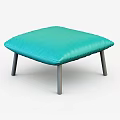 Modern Single Chair With Blue Padded Seat And Gray Metal Legs For Living Room