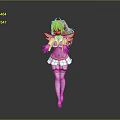 Anime Style Girl Character With Orange Hair And Pink Wings