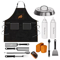 Essential Kitchen Cooking Accessories With Apron Stainless Steel Lid Sauce Bottles And Spatulas