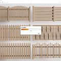 Different Wooden Fence Designs With Picket Slat And Patterned Panel Styles 3d model
