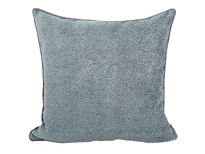 Blue Herringbone Pattern Textured Pillow with Trimmed Edges for Cozy Home Decor 3d model