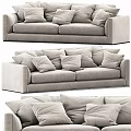 Light Gray Velvet Two Seater Sofa With Multiple Soft Cushions And Cozy Design 3d model