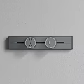 Sleek Modern Gray Switch Panel with Socket and Digital Display on Wall 3d model