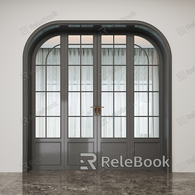 French double open glass door model