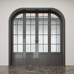 French double open glass door 3d model