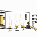 Sports Equipment Setup Including Boxing Bag Dumbbells And Weight Benches For Indoor Gym